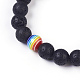 Bracelets de perles tressées en pierre de lave naturelle BJEW-G607-02-4