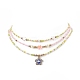 3 Uds. Conjunto de collares con cuentas de semillas de vidrio y flores de arcilla polimérica y perlas de concha de 3 estilos NJEW-JN04125-5