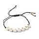 Акриловый плоский круглый браслет из плетеных бусин с буквами для женщин BJEW-JB07571-02-1