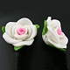 White Color Handmade Polymer Clay Flower Beads X-FM060Y-2