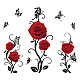 塩ビウォールステッカー  壁飾り  バレンタインデーのために  ローズ模様  740x290mm  2個/セット DIY-WH0228-601-1