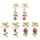 3 paio di orecchini pendenti con rosa smaltata in 3 stili e fiocco EJEW-JE05343-1