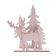 未染色のプラタナスの木の家のディスプレイの装飾  クリスマスのトナカイ/クワガタとクリスマスツリー  バリーウッド  153.5x42.5x146.5mm  4個/セット DJEW-F006-04-1