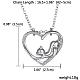 Exquisite Heart and Cat Alloy Rhinestone Pendant Necklaces NJEW-N0052-111-6
