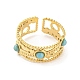 Synthetic Turquoise Beaded Open Cuff Ring RJEW-G293-01B-2