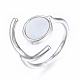 Natural Shell Flat Round Open Cuff Ring RJEW-T001-92P-2