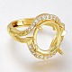 Adjustable Brass Micro Pave Clear Cubic Zirconia Finger Ring Components ZIRC-I049-21G-1