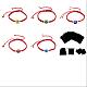 5個5色フラットラウンドナザールボンジュウ編みビーズブレスレットセット  女性のための赤い幸運な調節可能なブレスレット  ミックスカラー  内径：2-1/2~4-1/8インチ（6.5~10.5cm）  1pc /カラー BJEW-SZ0002-18-1