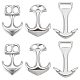SUNNYCLUE 1 Box 6Pcs 3 Styles 304 Stainless Steel Bracelet Clasp Anchor Hook Clasp Ocean Hawaii Summer Link Leather Cord Ends Connector Clasps for jewellery Making Adult DIY Necklace Bracelets Crafts STAS-SC0004-36-1