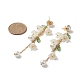 Серьги-гвоздики с цветком из абс-пластика и стекла и жемчугом EJEW-JE05217-3