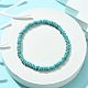 Синтетические бирюзовые плоские круглые эластичные браслеты из бисера для женщин BJEW-JB09717-07-2