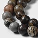 Perles rondes en jaspe naturel dendritique G-I176-06-8mm-01-2
