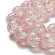 Pink & Clear Crackle Glass Round Beads Strands X-CCG-Q002-10mm-01-3
