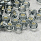 8/0グレードの丸いガラスシードビーズ  銀並ぶ  グレー  8/0  3x2mm  穴：1mm  約10000個/ポンド SEED-Q007-3mm-F56-1