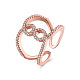 Plaqué or rose réglable laiton cubique manchette de zircone anneaux large bande de doigt RJEW-BB15319-1