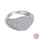 Rhodium Plated 925 Sterling Silver Signet Finger Ring with Cubic Zirconia RJEW-F150-61B-P-1