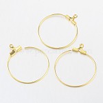 Brass Pendants, Hoop Earring Findings, Golden, 21 Gauge, 28x0.7mm, Hole: 1mm