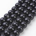 Chapelets de perles rondes en jade de Mashan naturelle, teinte, noir, 10mm, Trou: 1mm, Environ 41 pcs/chapelet, 15.7 pouce