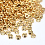 Laiton rondes plat séparateurs perles, or, 5x2mm, Trou: 2mm