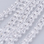 Chapelets de perles en verre, facetté (32 facettes), ronde, clair, 8mm, Trou: 1.5mm, Environ 66~67 pcs/chapelet, 15.12 pouce ~ 15.35 pouces (38.4~39 cm)