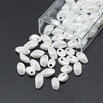 Perles miyuki longues magatama, Perles de rocaille japonais, (lma420) perle blanche ceylon, 7x4mm, Trou: 1mm, environ 80 pcs / boîte, poids net: 10g / boîte