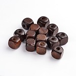 染色天然木ビーズ  キューブ  こどもの日のネックレス作りに最適  無鉛の  ココナッツブラウン  10mm  穴：3.5mm  約2200個/1000g