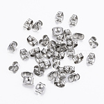304 Stainless Steel Ear Nuts, Friction Earring Backs for Stud Earrings, Stainless Steel Color, 6x4.5x3.5mm, Hole: 0.9mm