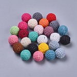 Perles faites à la main, acrylique recouvert de laine, ronde, couleur mixte, taille: environ 21mm de diamètre