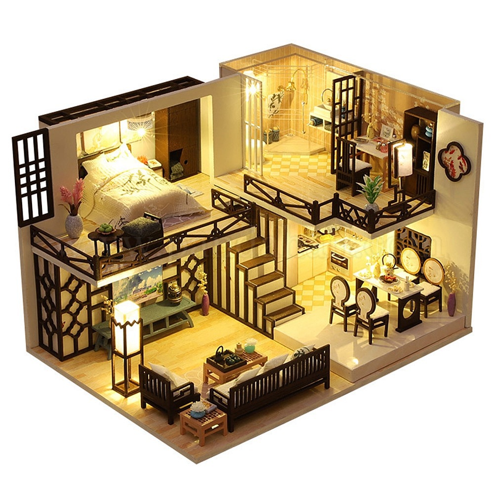 Wholesale Handmade DIY Wooden Dollhouse Kit - Pandahall.com