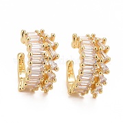 Массивные серьги-каффы из прозрачного кубического циркония EJEW-G288-15G