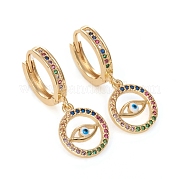 Серьги-кольца из латуни с микро-паве из фианита EJEW-G276-15G
