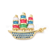 Латунь микропаве фианиты с подвесками из эмали KK-U062-33G