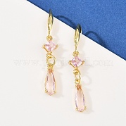 Серьги-капли из латуни с микропаве из кубических цирконий EJEW-C156-03G