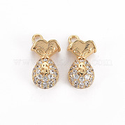 Brass Micro Pave Clear Cubic Zirconia Charms KK-S356-452-NF