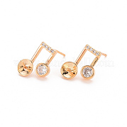 Brass Micro Pave Clear Cubic Zirconia Earring Findings KK-T062-229G-NF