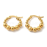 Orecchini a cerchio con perline in acciaio inossidabile 304 placcato ferro (IP) per donna&nbsp;EJEW-F319-03G