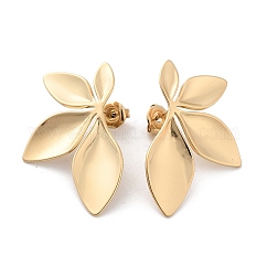 Pendientes de botón de acero inoxidable 304, flor, real 14k chapado en oro, 34.5x22.5mm