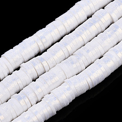 Chapelets de perle en pâte polymère manuel, nacré, disque / plat rond, perles heishi, blanc, 6mm, Trou: 1.5mm, 15.75'' (40 cm)