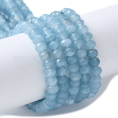 Gefärbte natürliche Malaysia Jade Rondelle Perlen, facettiert, Himmelblau, 4x2~3 mm, Bohrung: 1 mm, ca. 110~115 Stk. / Strang, 14 Zoll