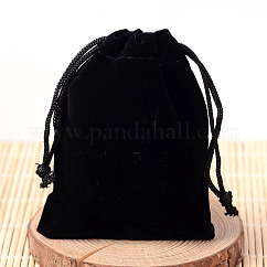 Pochettes rectangle en velours, sacs-cadeaux, noir, 15x10 cm