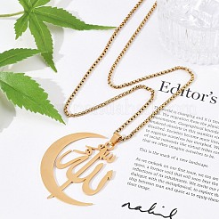 201 Edelstahl-Ketten mit Mond- und arabischen Anhängern für Damen und Herren&nbsp;LS-NJEW-R013-02G