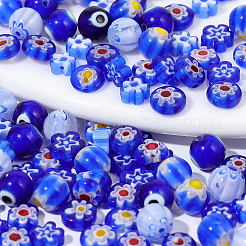 160 Stück handgefertigte Millefiori- und Nazar-Eye-Perlen in 8 verschiedenen Ausführungen&nbsp;LAMP-PA0001-73