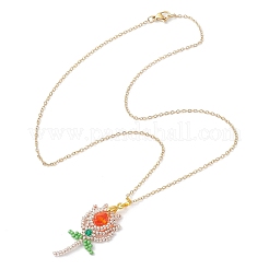 Collane con ciondolo a forma di fiore con perline di vetro&nbsp;NJEW-MZ00080-03