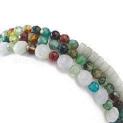 Set di 3 braccialetti elasticizzati con perline in agata naturale e acquamarina e celestite&nbsp;BJEW-JB09118