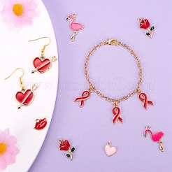 36 stücke 6 stil valentinstag legierung emaille anhänger&nbsp;ENAM-LS0001-72
