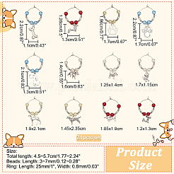 Charms in vetro di vino con ciondolo in lega di stile tibetano in stile 24 pz 12 con risultati in orecchino a cerchio in ottone&nbsp;AJEW-AB00059