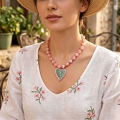 Collana da donna con ciondolo a foglia in lega smaltata&nbsp;WG16F8F-01