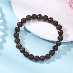 Bracelets extensibles ronds en perles de jaspe picasso naturel&nbsp;BJEW-JB12637