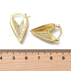 Orecchini a cerchio a forma di cuore in ottone micro pavé di zirconi cubici trasparenti&nbsp;EJEW-K318-03G