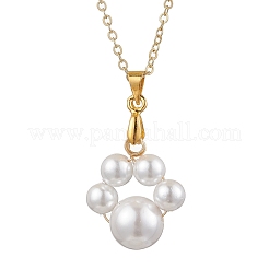 Colliers avec pendentif en forme d'empreinte de patte en perles rondes de 10 mm&nbsp;NJEW-JN05171-01